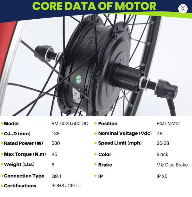 48v 500W Bicycle Conversion (Wheel Hub Motor + Controller)