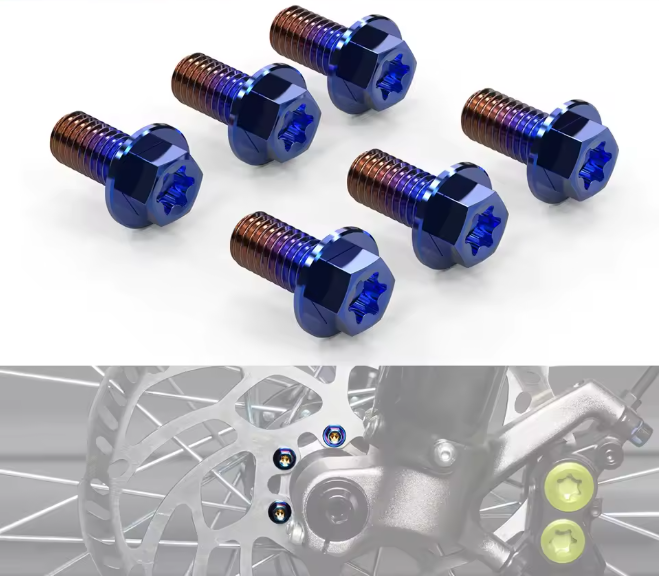 6 Titanium Allow Brake Bolts (M5*10) For Surrons, Erides, Talarias, Etc...
