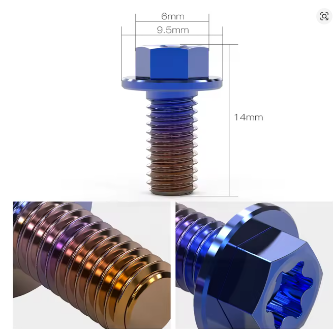 6 Titanium Allow Brake Bolts (M5*10) For Surrons, Erides, Talarias, Etc...