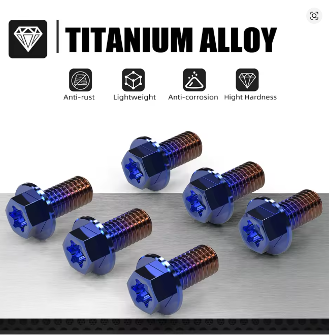 6 Titanium Allow Brake Bolts (M5*10) For Surrons, Erides, Talarias, Etc...